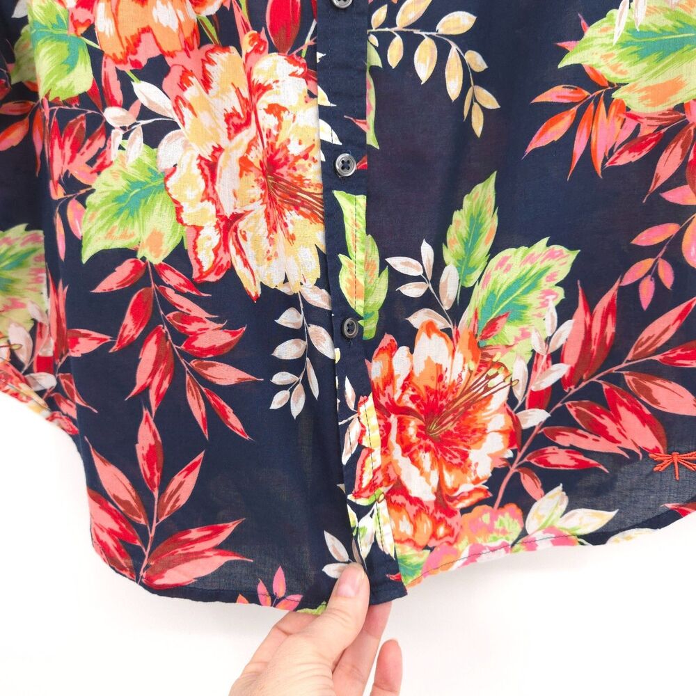 Talbots floral button down Size M 100% cotton - image 4